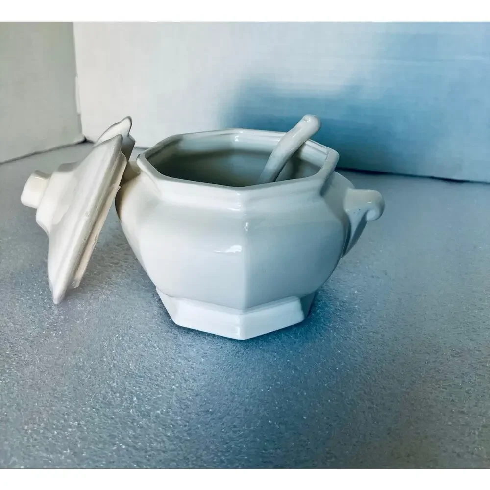 Soup Terrain.  White with matching Lid and Ladle.